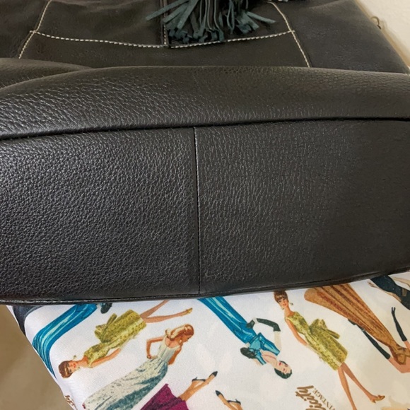 CALVIN KLEIN Black Leather Tassel Bag Light Pebble EUC - Picture 11 of 11